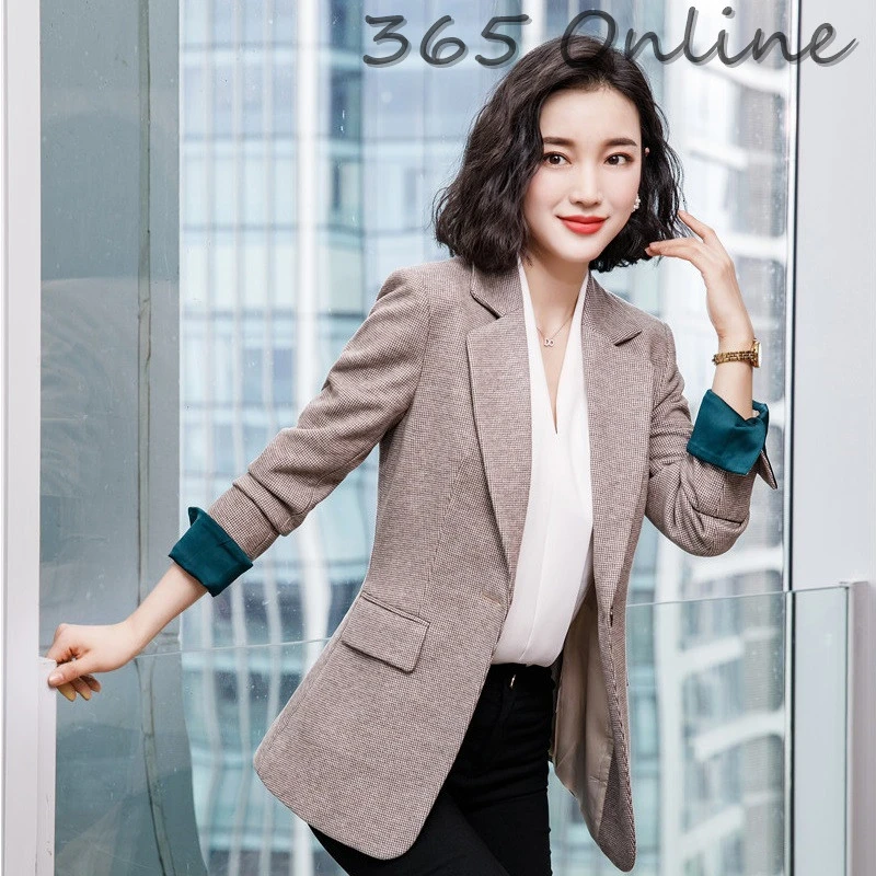 

Novelty Apricot High Quality Fabric Formal Uniform Styles Women Business Blazers and Jackets Coat Autumn Winter Ladies Outwear