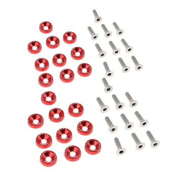 

20 PCS Car Reinforcement Aluminum Washers And 10PCS 6mm Screw Red