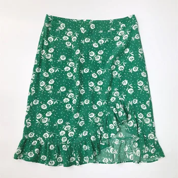 

100% Viscose Floral Print High Waist Mini Skirt Ruffle Irregular Short Skirts