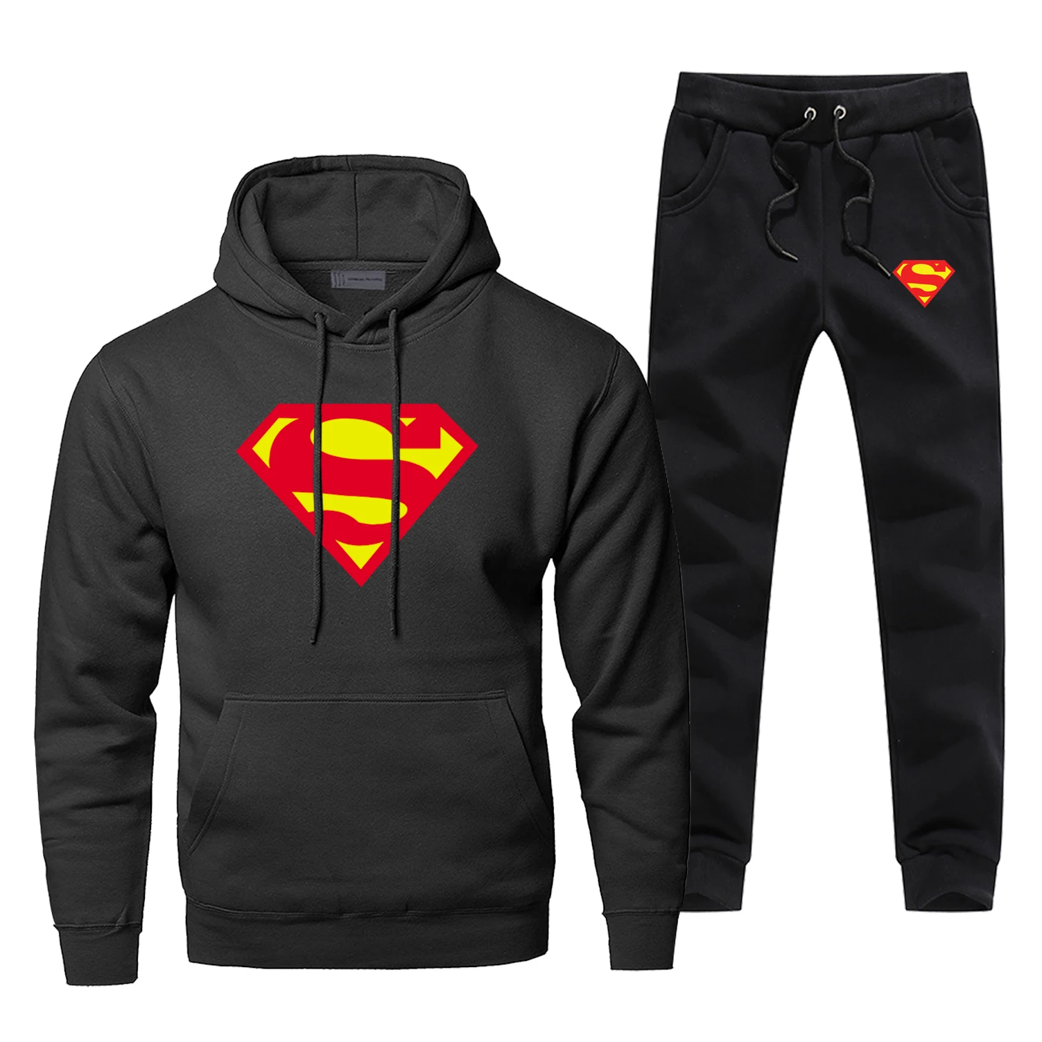 Супермен Кларк Кент толстовки брюки мужские наборы спортивный костюм из двух частей Топы Брюки и футболка спортивные штаны осенние спортивные 2 шт. спортивный костюм