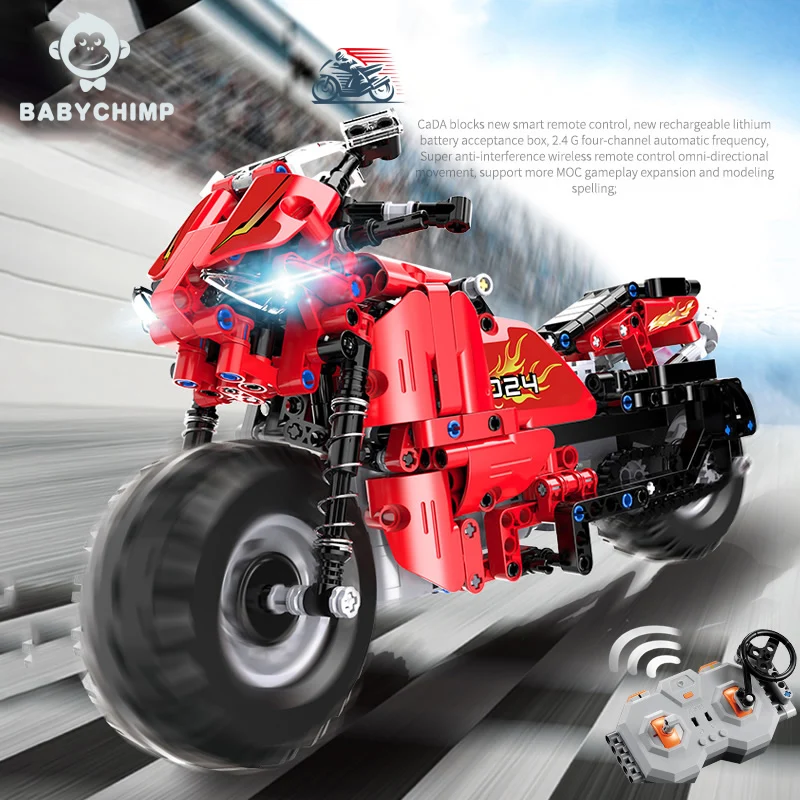 

Hot Technic Series Racing RC Motorcycle Building Blocks Set Remote Control Motorbike Model Educational Brick Toy For Children
