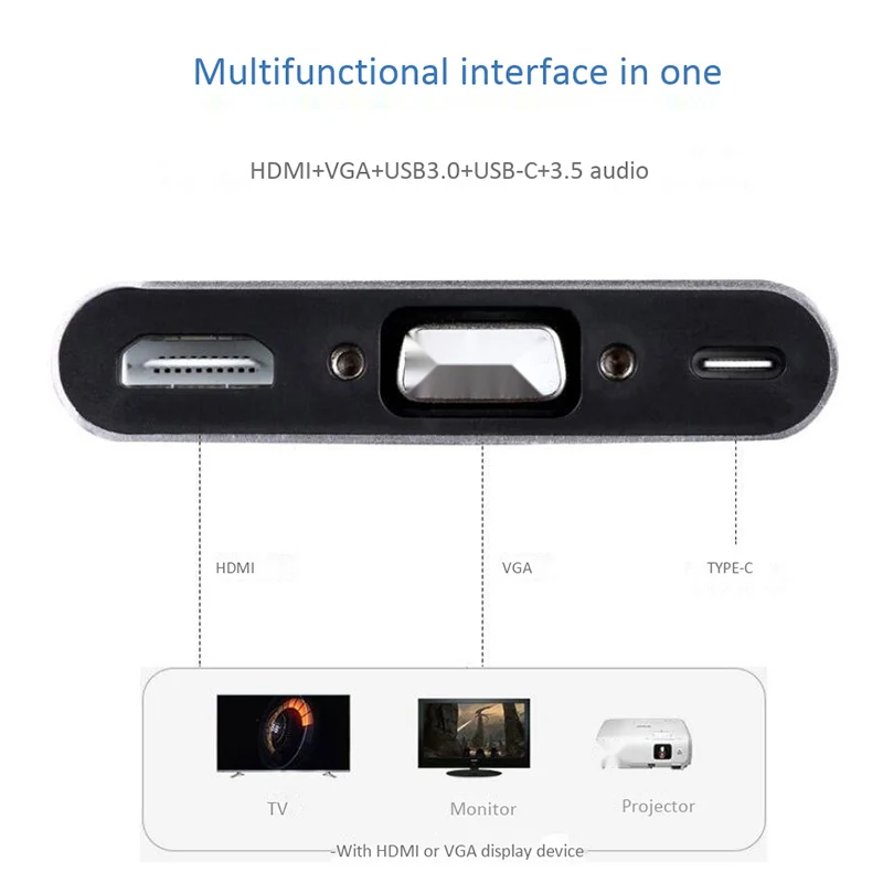 5 в 1 USB C HDMI Type к 4K адаптер VGA USB3.0 o видео конвертер PD Быстрая зарядка для Pro