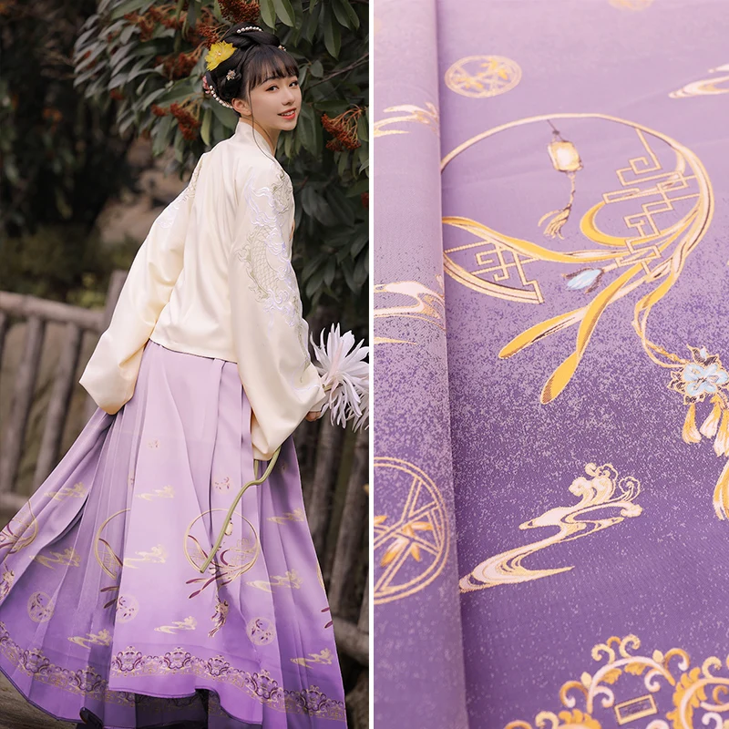 Модная Жаккардовая юбка Hanfu с рисунком лошади для девушек окрашенная в пряжку