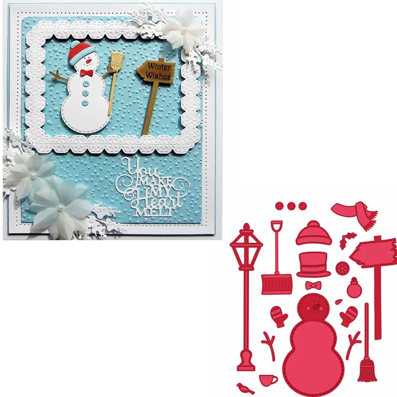 

Warm Snowmen Sweeping In Winter Die Cuts For Card Making Snowmen In Winter Metal Cutting Dies Stencils Decoration New 2019