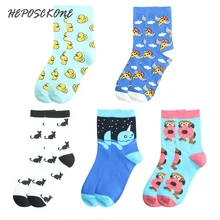 [HEPOSCKONE] студенческий стиль, носки со смешным рисунком животных, женские качественные повседневные цветные новые милые носки Skarpetki Damskie Sokken