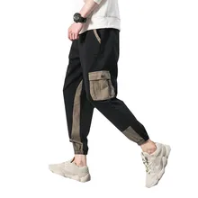 Весенние мужские брюки карго, модные повседневные мужские брюки, длинные брюки с карманами, эластичная талия, брюки средней плотности