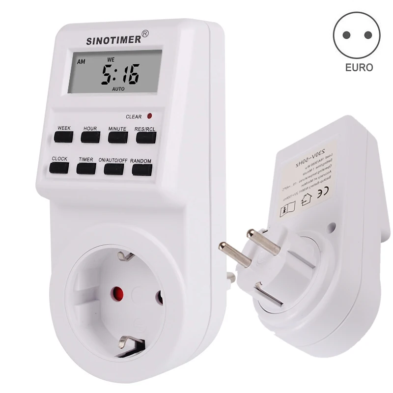 EU plug Программируемые таймеры 110/220 В переменного тока, Еженедельный программируемый таймер для электрической розетки, ЕС, Великобритании, США, стандарт со штепсельной вилкой BR с часами - Цвет: EU plug