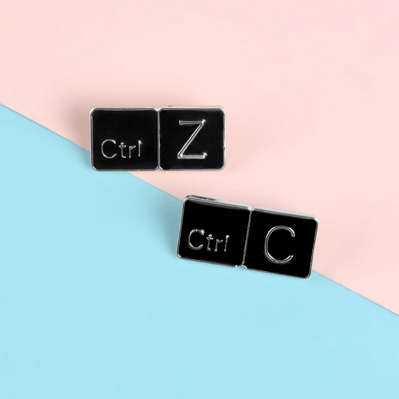 

"Ctrl Z" "Ctrl C" Computer Hotkey Lapel Enamel Pins Classic Punk Brooches Badges Clothes Bag Pins Jewelry Gifts for Programmer