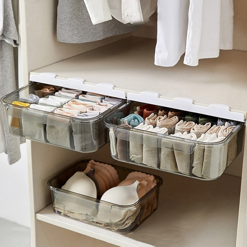Cajón de almacenamiento de ropa interior, organizador para el autoadhesivo, para sujetadores, corbatas, armario|Cajas y recipientes de - AliExpress