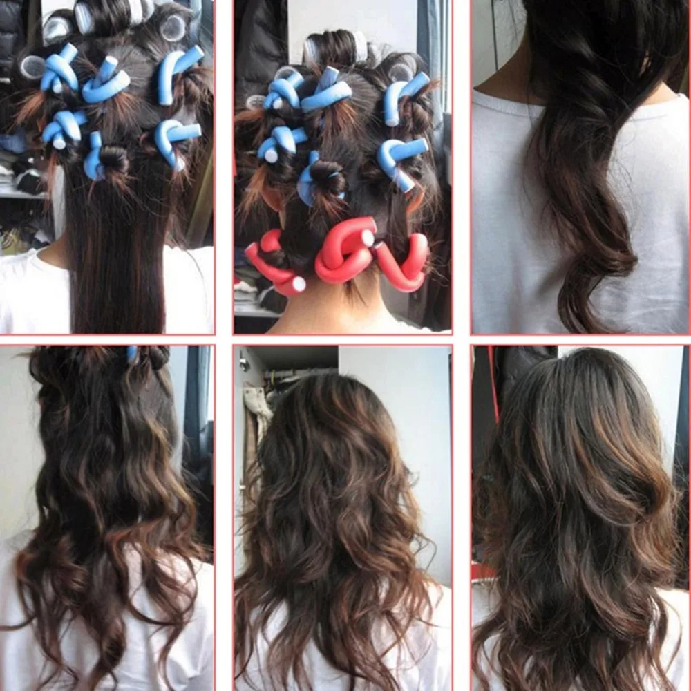 10/6pcs Hair Curlers Flexible Rods Set Girls Women Ladies Kids No Heat Hair Rollers Soft Rods for Hair Curling