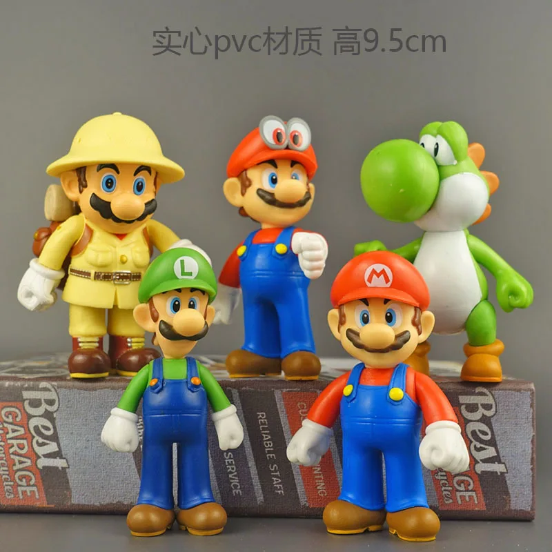 Super Mario Anime Game Luigi Yoshi Donkey Kong Wario Action Figure Cute 10cm PVC Collect Doll Model Toys for Kids Birthday Gifts | Игрушки и