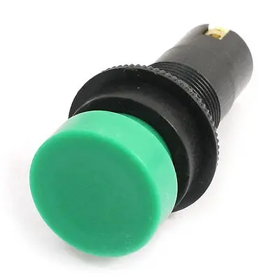 

Panel Mount 2 Screw Terminal Green Round Head Machine Tool Button Switch