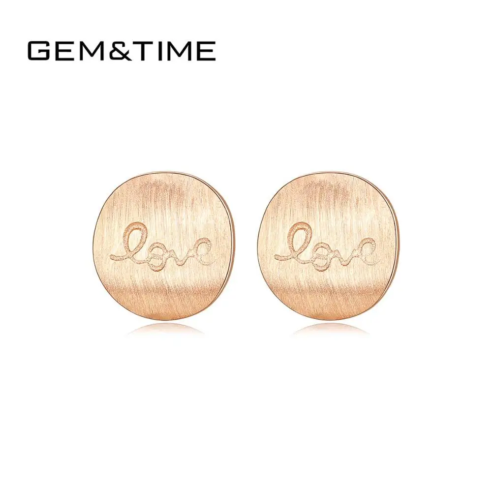

Gem&Time Created Letters Love Round Stud Earrings For Women Sterling 925 Silver Fine Jewelry Boucle D'Oreille Femme SE0398