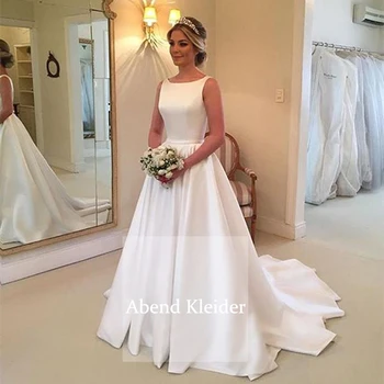

Long Affordable Boho Wedding Dresses 2020 Satin Backless Cheap Bridal Gowns Robe De Princesse