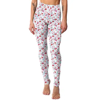 

Womens High Waisted Leggings Cute Cartoon Christmas Snowman Printed Yoga Pants