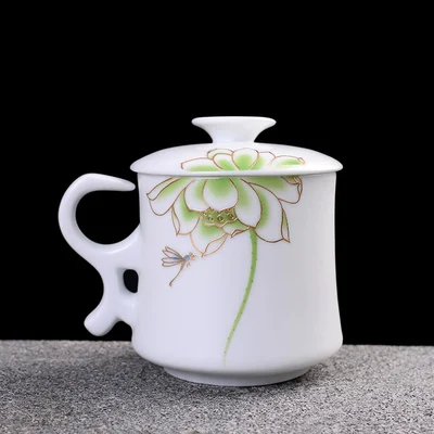 Чаша с драконом личные четыре штуки с фильтром кружка офисная чашка синие и белые керамические чайные чашки и блюдца - Цвет: N