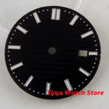 Часы циферблат 31,7 мм часы мужские черные циферблат светящиеся знаки Калибр ETA 2836 2824 Miyota механизм D176