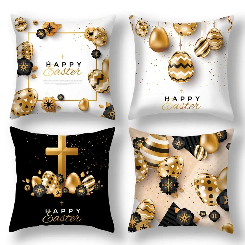 QIFU 45X45cm Easter Cushion Cover Happy Easter Decor for Home Baby Shower Party Decor Easter Rabbit Bunny Pillowcase Supplies