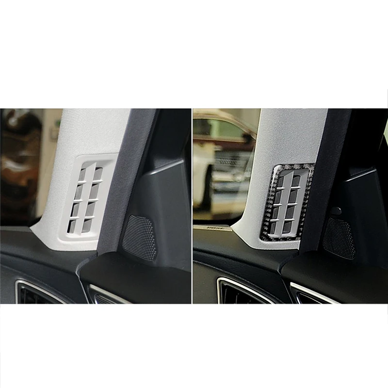 2PCS Car styling Carbon Fiber Sticker Front A-Pillar Air Vent Outlet Cover Trim Strip Sticker For Infiniti Q50 Q60