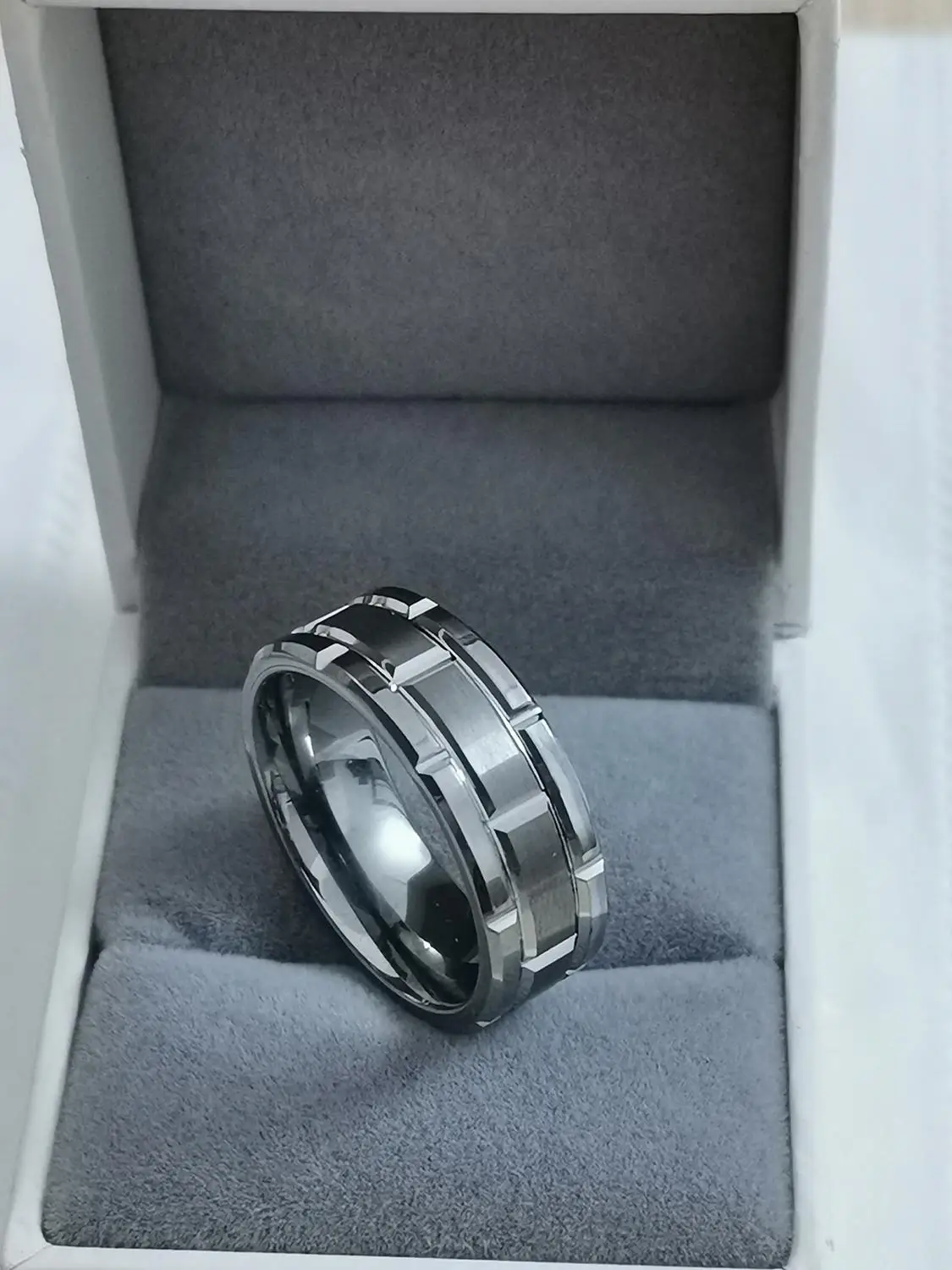 Newshe карбидо-вольфрамовое мужское кольцо 8 мм кирпич узор матовый полосы для него простые свадебные ювелирные изделия Размер 9-13