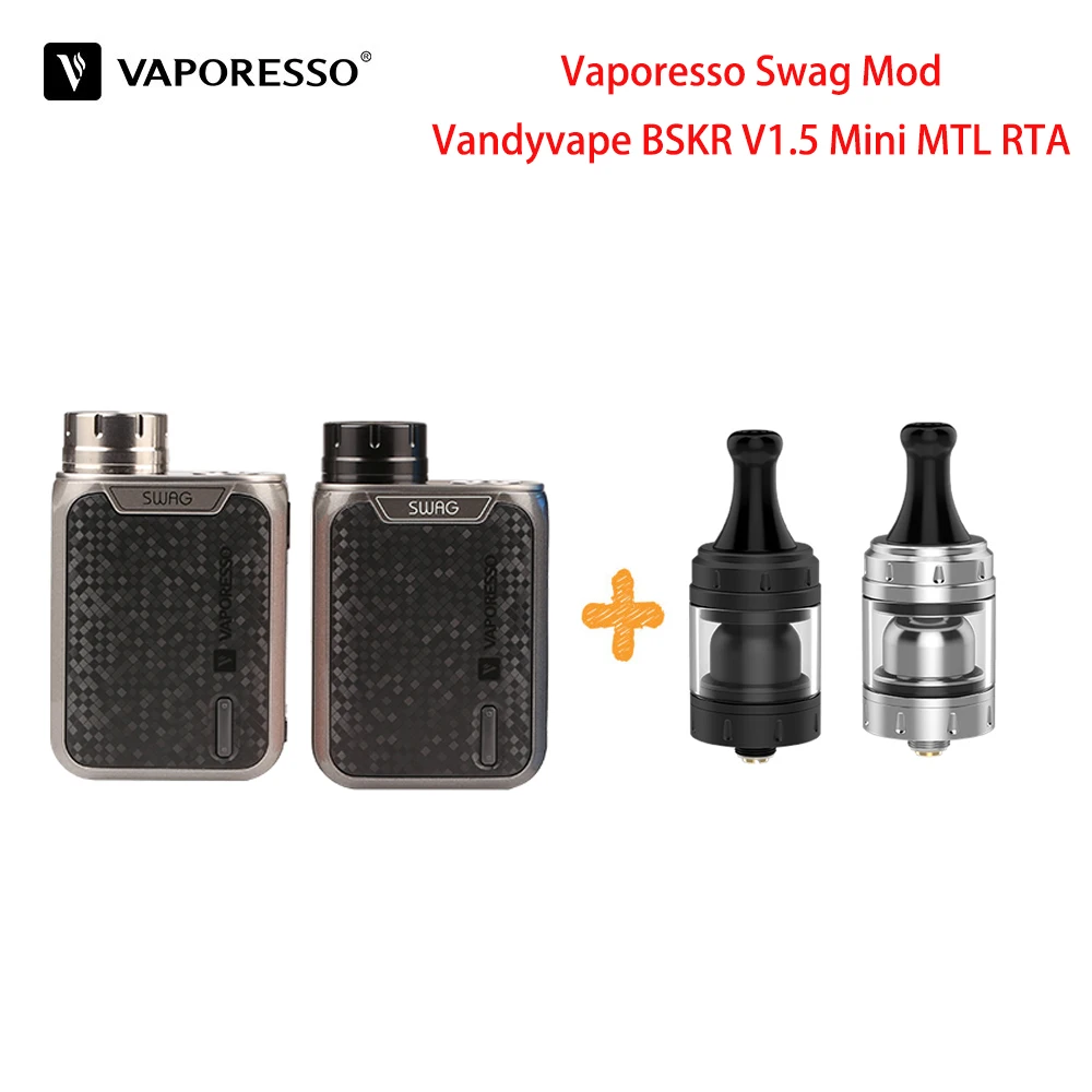 

Original 80W Vaporesso Swag TC Box Mod With Berserker V1.5 Mini MTL RTA Vape Tank No18650 Omni 2.0 Chipset VT TC VW Mod Box