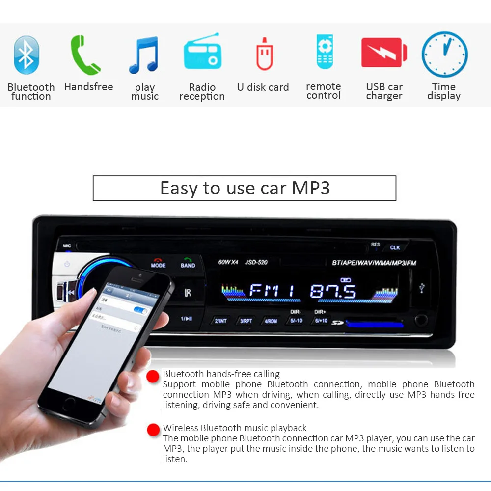 Aux Универсальный Автомобильный MP3-плеер Стерео Радио USB автомобильный Bluetooth автомобильный Радио автомобильный аудио музыкальный пульт дистанционного управления автомобильный mp3-плеер