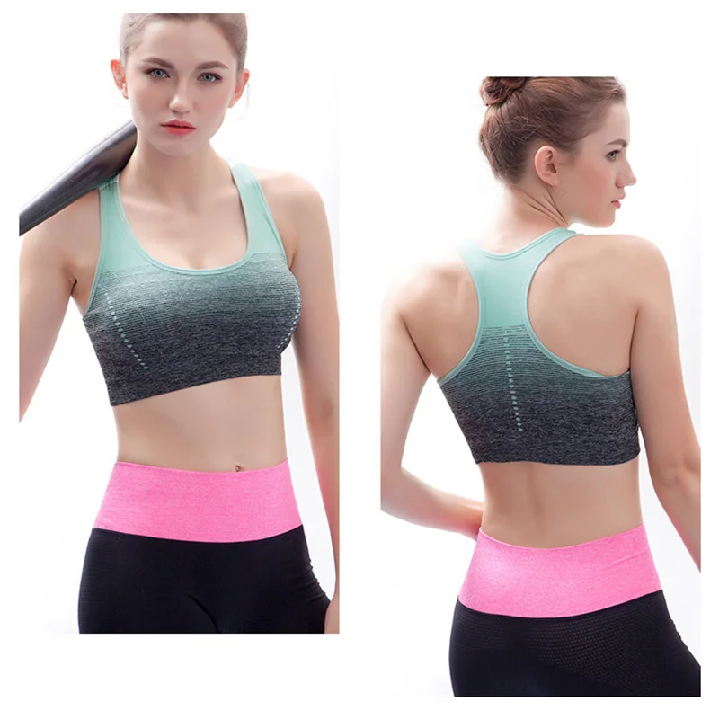 

Bras for Women Gradient Sports High Stretch Breathable Top Fitness Women Padded for Running Yoga Gym Seamless Quick Dry Bra