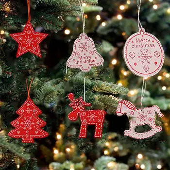 

12pcs Wooden Deer Christmas Tree Pendant Socks Bell Crafts Innovative Ornament Home Decoration DIY Accessories