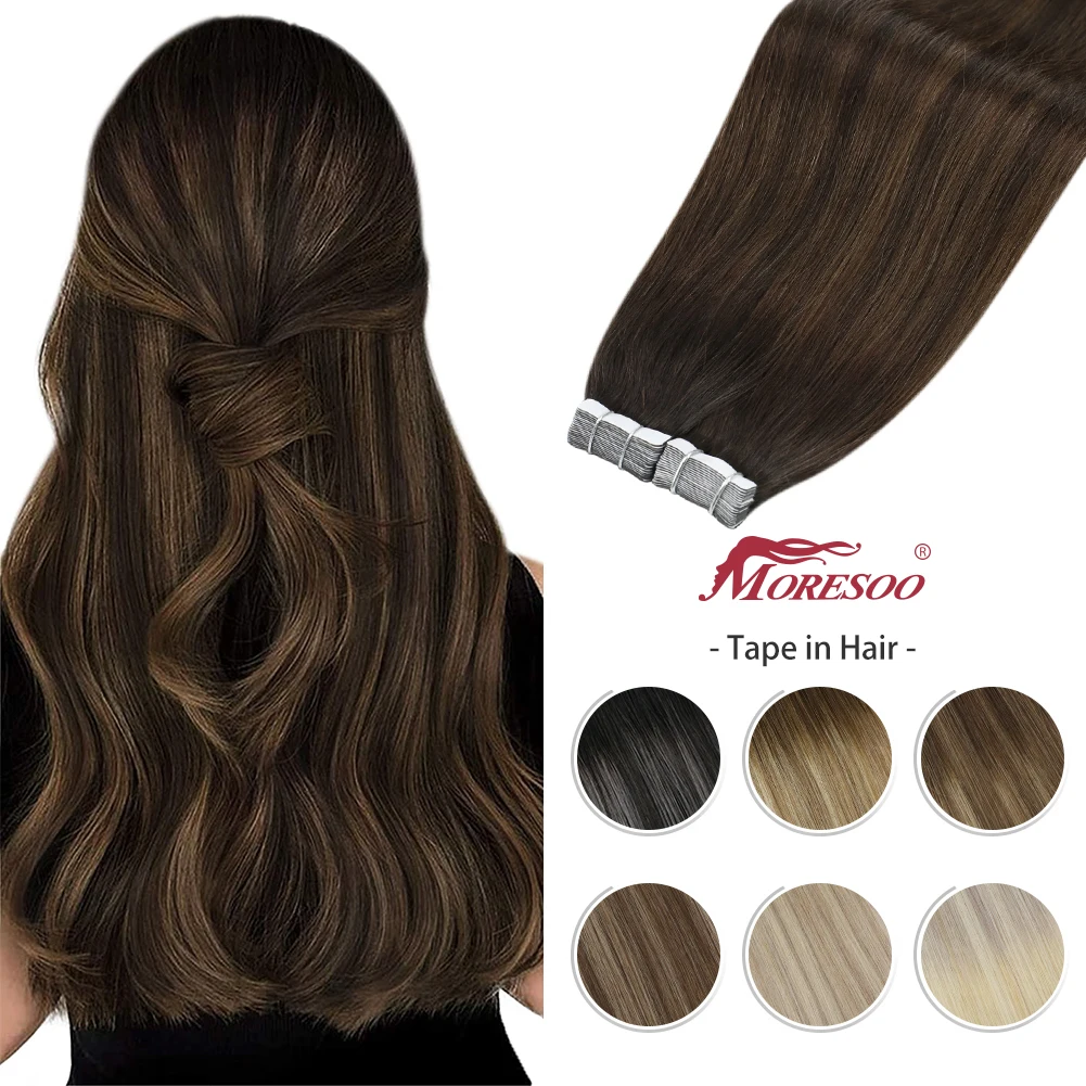 Human-Hair-Extensions Skin-Weft Tape-In Balayage Remy Color-Machine Seamless-Glue 30g/Pack