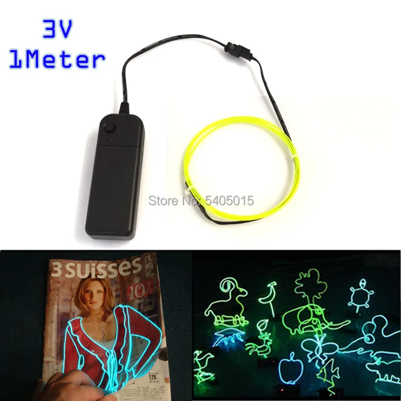 1 Meter by DC3V Flexible 1.3mm 360 Degrees Of Illumination EL Wire Set Glow Party Supplies Neon Light For Holiday DIY Decoration |