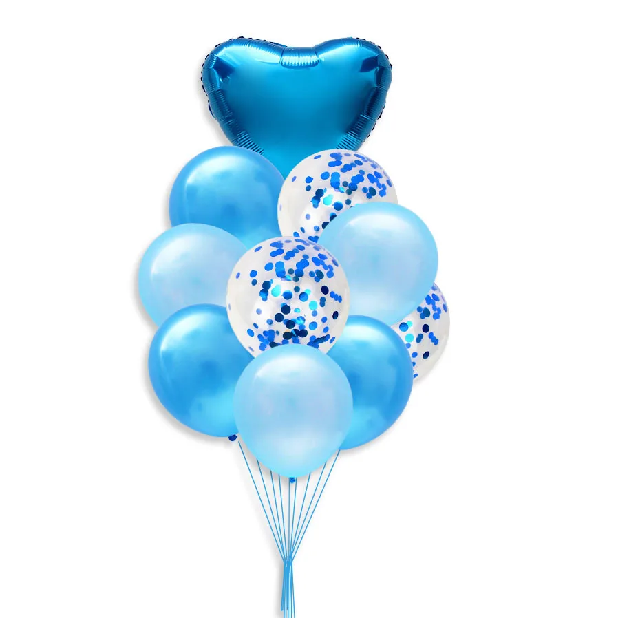 10 шт смешанный воздушный шар "Конфетти" Свадебные украшения для детского душа Девичник вечерние DIY Настольные принадлежности - Цвет: heart blue blue