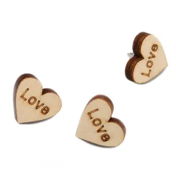 

50 pcs/lot Nautral Heart Wooden Push Pins Thumbtacks Steel Point Bulletin Board