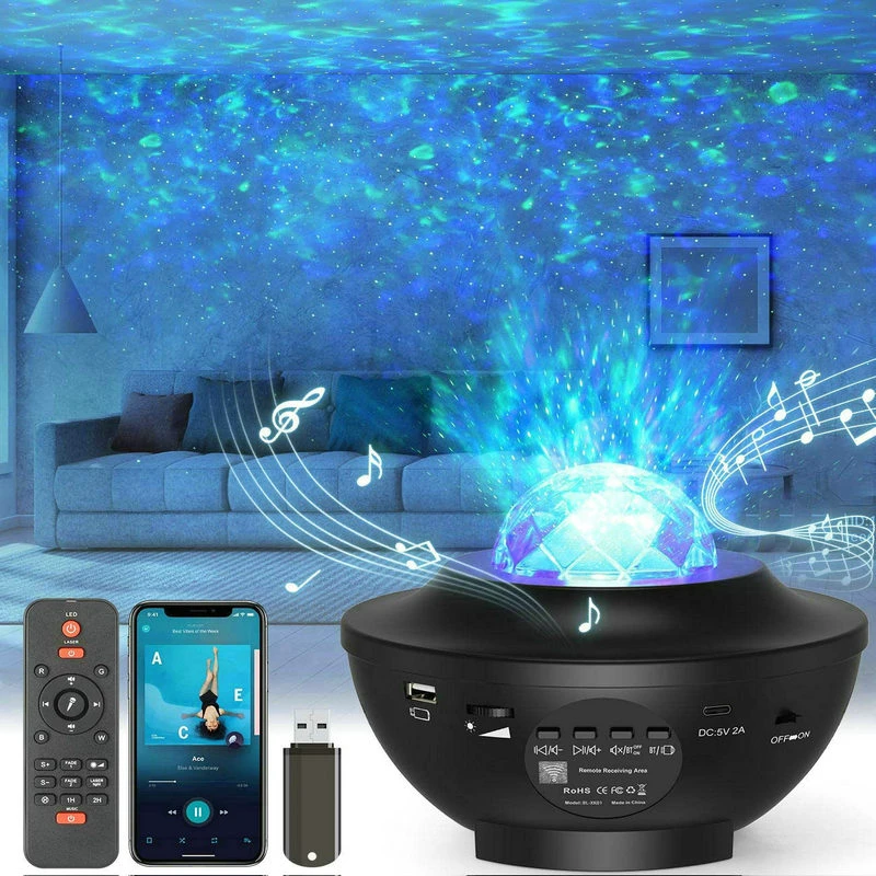 led night light LED Colorful Star Galaxy Projector Ocean Wave Night Light Rotate Starry Sky Projector Bluetooth Speaker Room Decor Kids Gifts bathroom night light