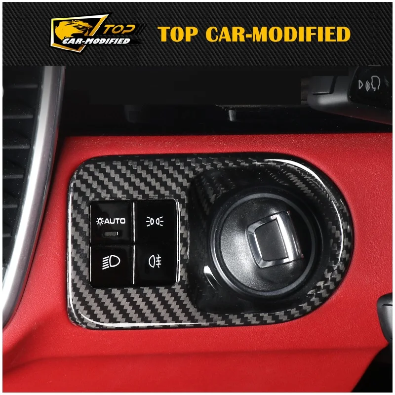 

Interior modification of Porsche new Cayenne,Carbon fiber headlight switch frame,for Cayenee start the decorative ring 2018-2020