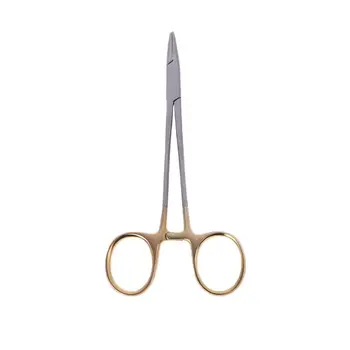 

12.5cm Dental Golden Handle Needle Clamp Medical Pliers Surgical Forceps Hemostat Locking Clamps Needle Holder Fishing Pliers