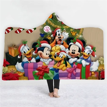 

Children Christmas Blanket Mickey Mouse Hooded Blanket Flannel Plush Quilt Sofa/bed/plane Travel Bedding Throw Blanket