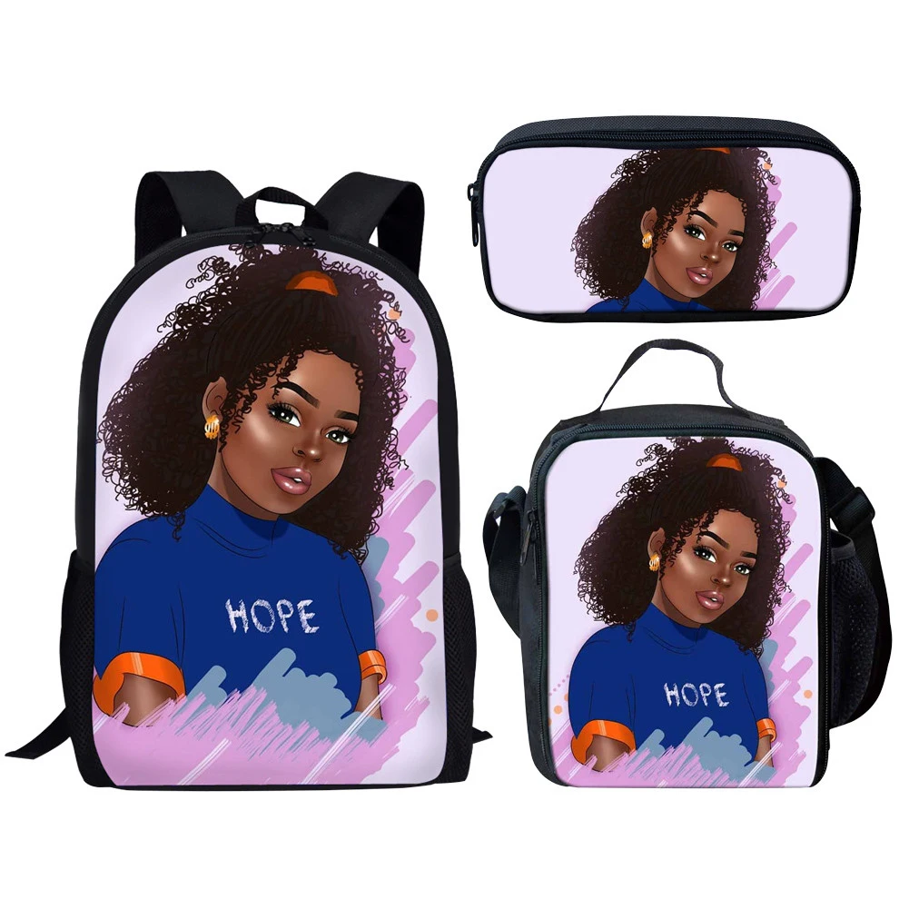 Black African American Women Book Bag Afro Girl Magic School Bag Sets