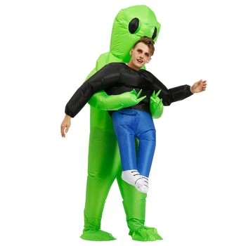 New Inflatable Costume green alien Adult Kid Funny Blow Up Suit Party Fancy Dress Unisex