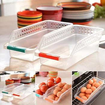 

Refrigerator Food Beverage Hollow Drawer Storage Box Shelf Baskets Storage Basket JS22