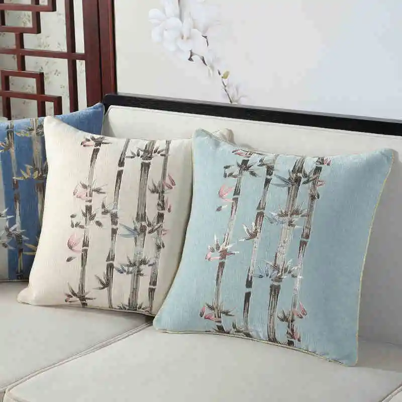 30x50/45/50cm Traditional Chinese Bamboo Pattern Cushion Cover Mahogany Sofa Chenille Pillowcase
