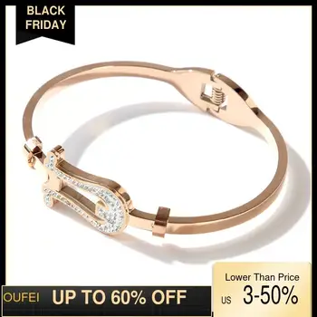 

High Quality Crystal Anchor Bangles For Women Gift Jewelry Titanium Steel Bracelet Brand Bangle Accessories Gift Do Not Fade