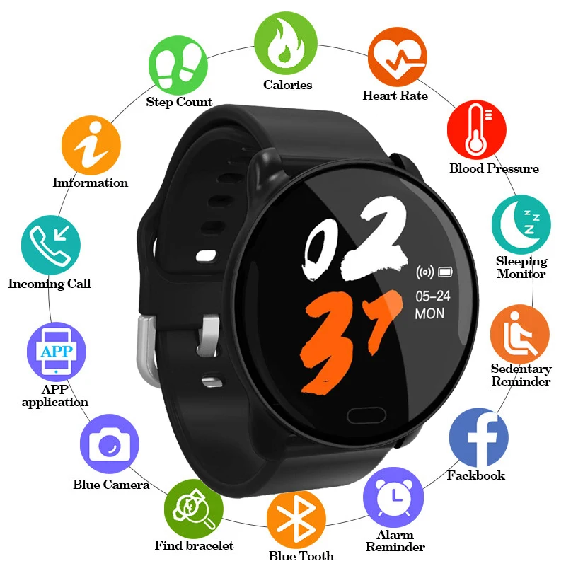 

New K9 Color Screen Waterproof For Smart Watch Men Women Heart Rate Blood Pressure Monitoring Smartwatch Sport Fitness Band