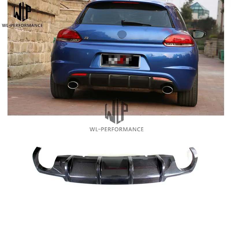 Scirocco R углеродное волокно SCIROCCO Тип двусторонний одиночный задний бампер диффузор