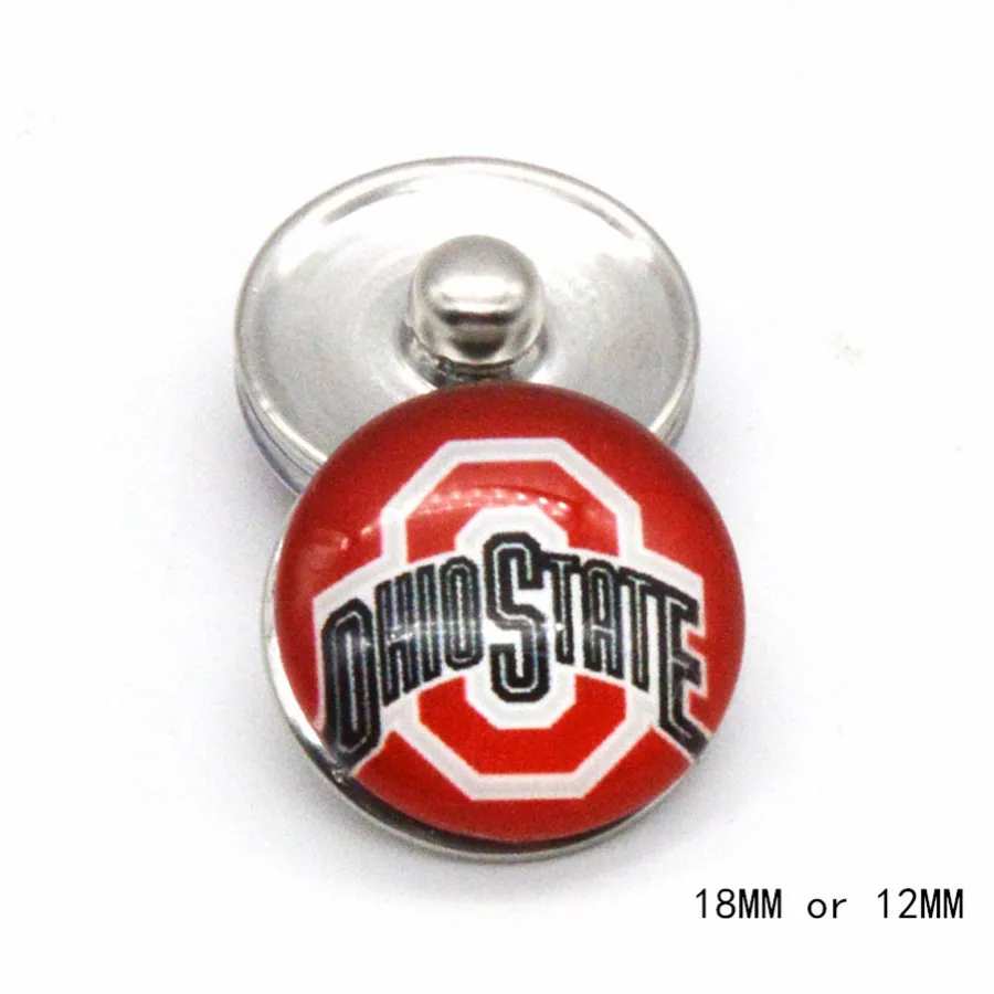 Ohio State University NCAA Спорт Стекло кнопки 18 мм 12 подходящие защелки Bracelet &amp Bangle Для