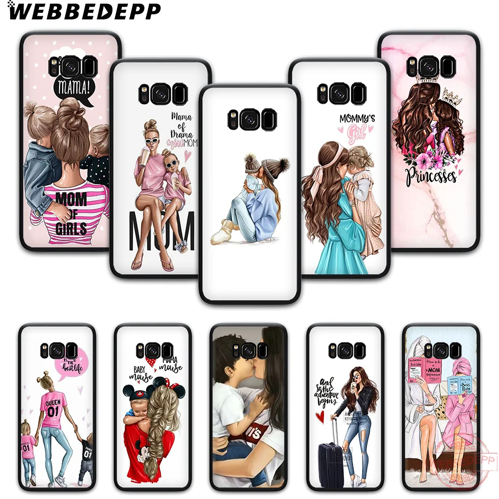 WEBBEDEPP мама и дочь рисунок мягкий чехол для телефона с изображением цветов Samsung S6 S7