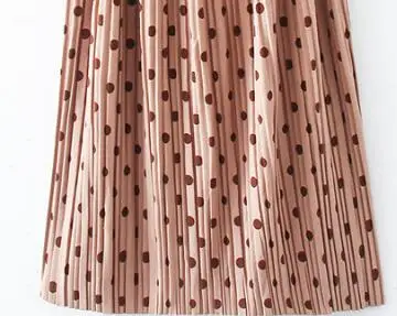 Pleated polka dots belt skirt saia autumn winter - Цвет: Розовый