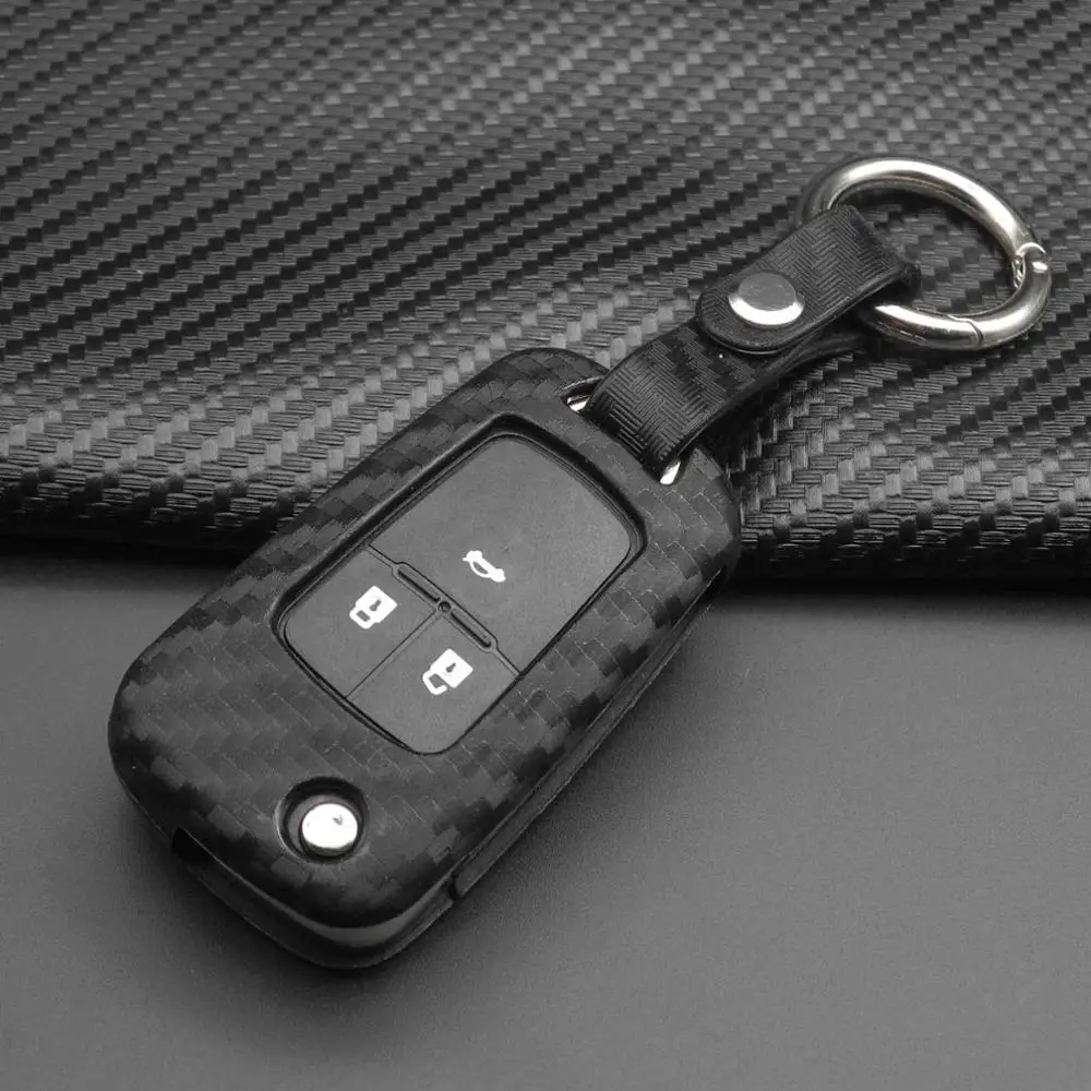 with keychain 10 шт 2/3 кнопочный карбоновый силиконовый чехол для пульта управления автомобилем чехол для Opel Astra J Corsa D Zafira C Mokka Insignia Cascada Karl Adam Meriva - Название цвета: with keychain