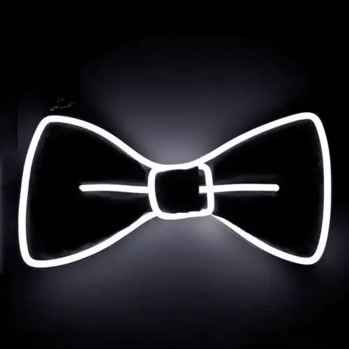 Men Women LED Wire Necktie Bowtie Luminous Flashing Lights Up Bow Tie For Club Wedding Christmas Necktie Party Wedding Gift Ties - Цвет: Белый