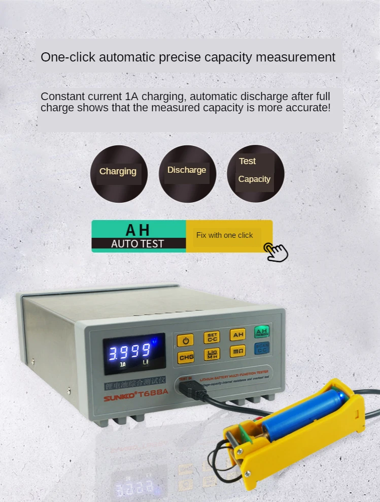 gas welding machine Battery Testing Machine Comprehensive Tester Battery Tester Capacity Voltage Overload Detector SUNKKO T688A 18650 Resistance plastic welder stapler