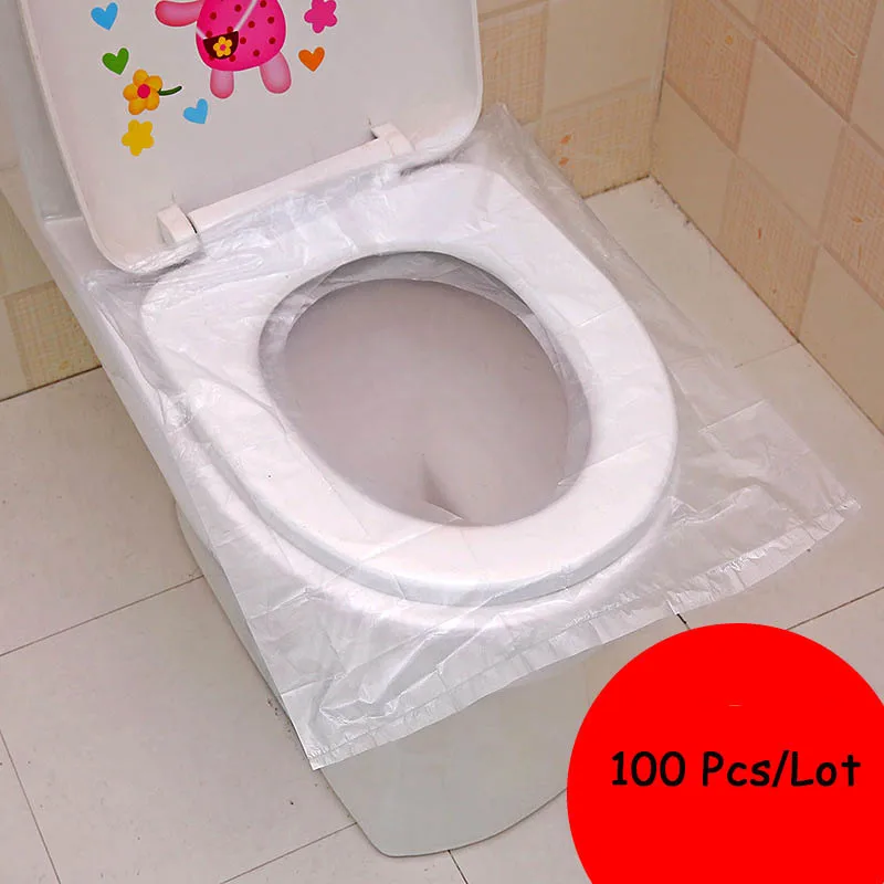 100 шт./лот ПЭ каверы для ободка унитаза крышка Отдых на природе с защитой от повреждений в пути; пластиковой покрытие для унитаза коврик Водонепроницаемый 40*48 см Аксессуары для ванной комнаты